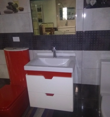 Комплект мебели за баня Arion Set 55см бял/червен