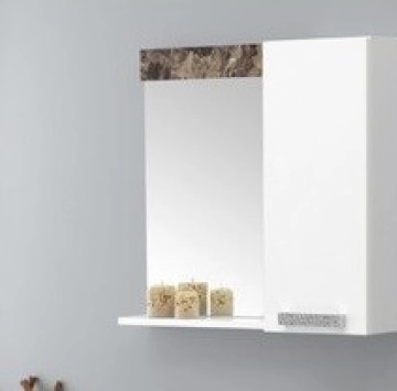 Шкаф огледало Yaprak 65см. бял/marble