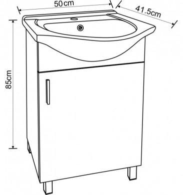 Шкаф за баня с мивка Интер ICP5035 50см бял