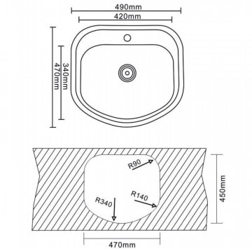 Кухненска мивка Интер ICK4749 49/47/h22см. единична алпака хром гланц