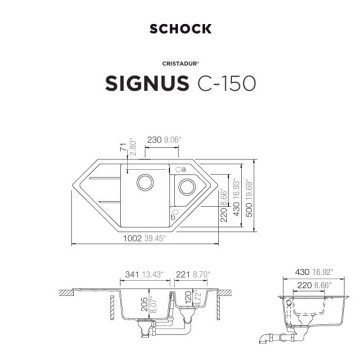 Кухненска мивка Signus C150 100см Stone SCHOCK