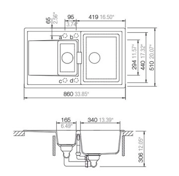 Кухненска мивка Mono D150  86см Stone SCHOCK