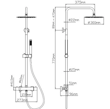 Душ колона Artemis Inox Satinato SC418M/1202 KARAG