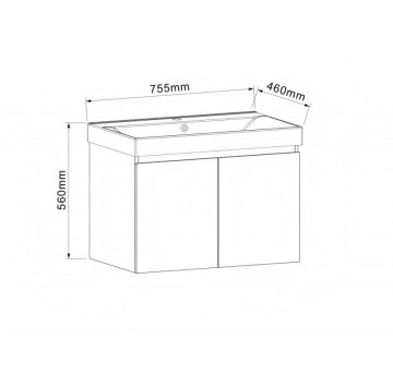Шкаф долна част Aldene-75см. 5155-75W бял ИНТЕР КЕРАМИК