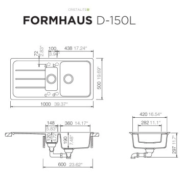 Кухненска мивка Formhaus D150L 100см Onyx SCHOCK