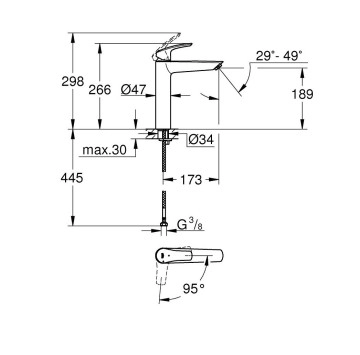 Смесител за мивка Eurosmart XL черен мат GROHE