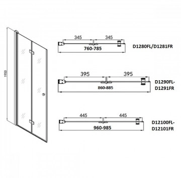 Стъклена врата сгъваема Smartflex 75.5-77.5/h195см Лява D1280FL