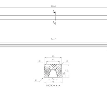 Праг 180см. прав граниксит Space Gray