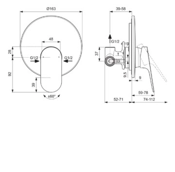 Смесител за душ Ceralife O черен мат IDEAL STANDARD