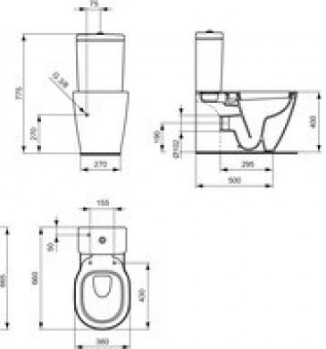 Стояща тоалетна чиния Connect за Моноблок бяла