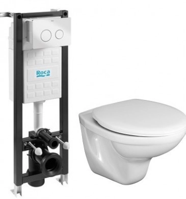 Стенна тоалетна чиния Neo Clean Rimless и вградено казанче Eco