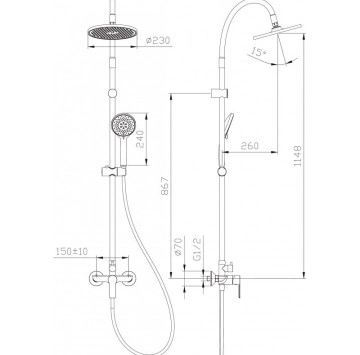 Душ колона Интер ICT6544 Gray ИНТЕР КЕРАМИК
