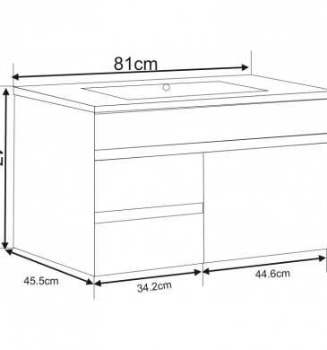 Шкаф за баня с мивка Интер ICP8146 81см. Бял/дървесен цвят
