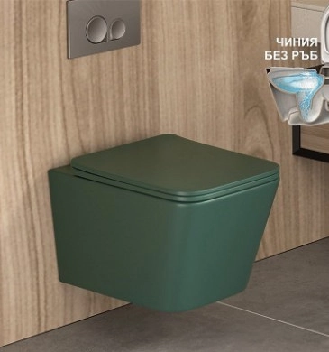 Стенна тоалетна чиния Интер ICC5135DG Rimless тъмнозелена