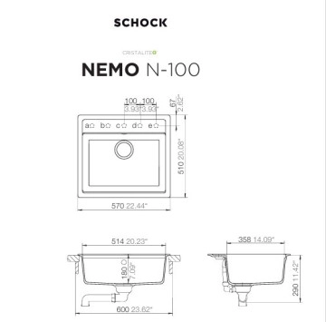 Кухненска мивка  Nemo N100 57см Beton SCHOCK