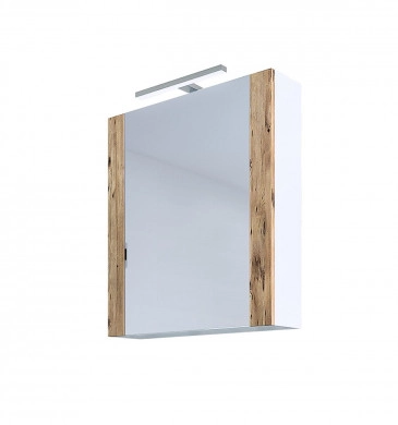 Шкаф огледало Хюстън 2 60 см бял/дървесен цвят