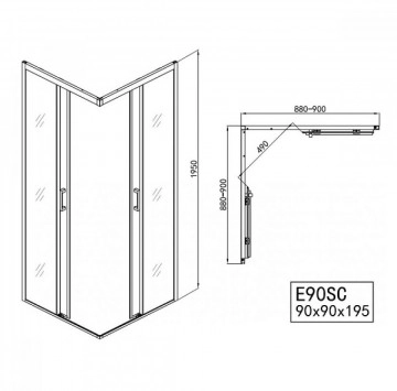 Душ кабина Elite E90 90/90/h195см