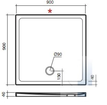 Душ корито Filo 90/90 оранжево