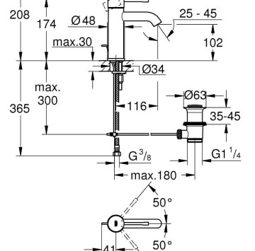 Смесител за мивка Essence S графит GROHE