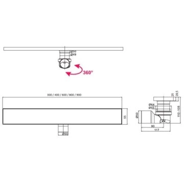 Линеен сифон MAGdrain Duo Black 90см черен