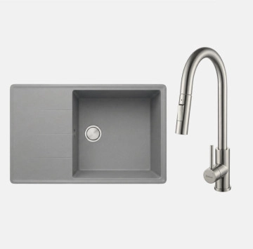 Комплект кухненска мивка сива и смесител Inox