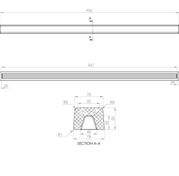 Праг 90см. прав граниксит Space Gray