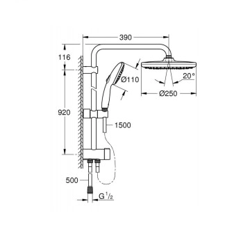 Душ колона New Tempesta Cosmopolitan 250 хром GROHE