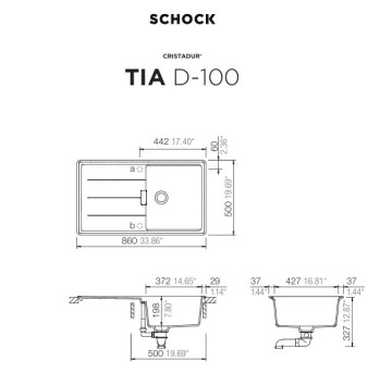 Кухненска мивка Tia D100  86см Carbonium SCHOCK