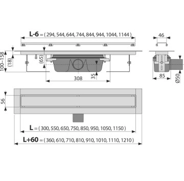 Линеен Сифон Подов APZ15 Marble/850мм.