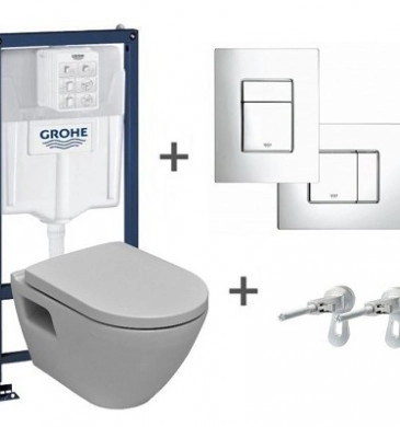 Grohe 5 в1 Solido Perfect структура за вграждане Rapid SL и стенна тоалетна Serel