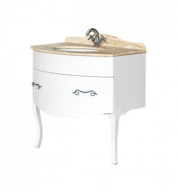 Шкаф за баня с мивка Реал 90см бял с плот гранит цвят 1 кафяв
