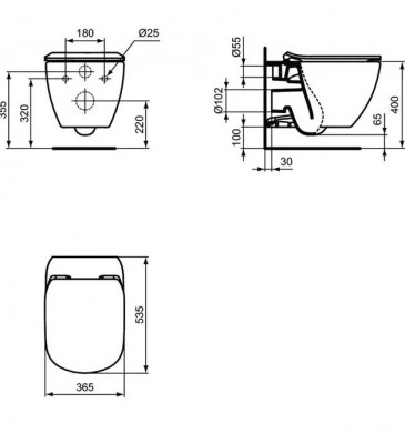 Стенна тоалетна Tesi RimLS+ и структура ProSys TM черен мат