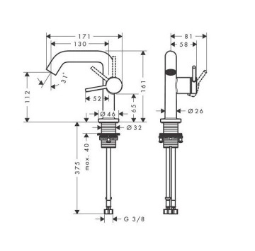 Смесител за мивка Tecturis S 110 черен мат HANSGROHE