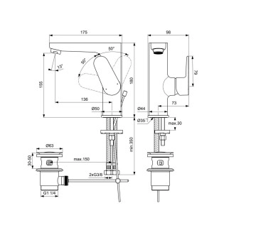 Смесител за мивка Ceraffine O висок хром IDEAL STANDARD