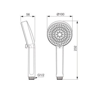 Душ слушалка Idealrain Alu+ черен IDEAL STANDARD