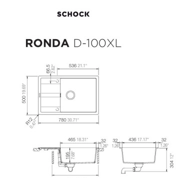 Кухненска мивка Ronda D100XL 78см Croma SCHOCK