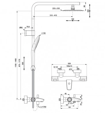 Термостатична душ колона Ceratherm T100 хром