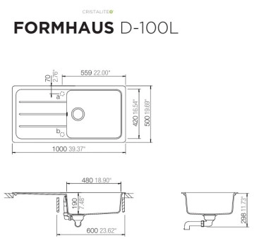 Кухненска мивка Formhaus D100L 100см Sabbia SCHOCK