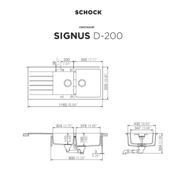 Кухненска мивка Signus D200 116см Magma SCHOCK