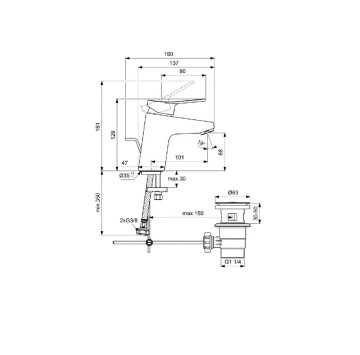 Смесител на мивка Dorea хром IDEAL STANDARD