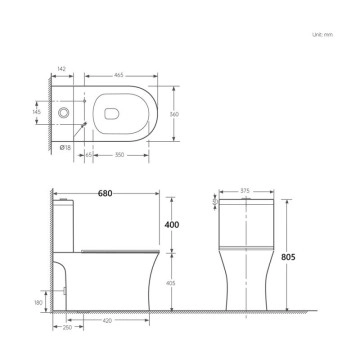 Моноблок Неро Rimless ICC7937MB черен мат ИНТЕР КЕРАМИК