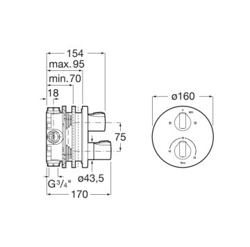 Смесител за вана/душ T-1000 термостатичен ROCA