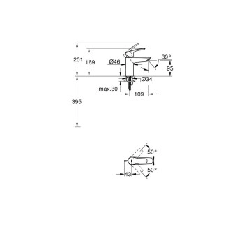 Смесител за мивка Eurosmart S черен мат GROHE