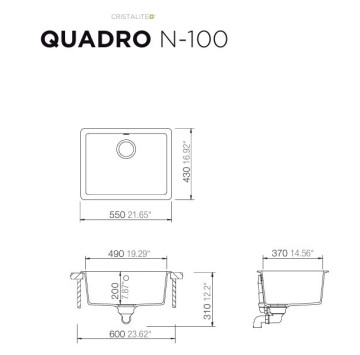 Кухненска мивка Quadro N100 55см Onyx SCHOCK