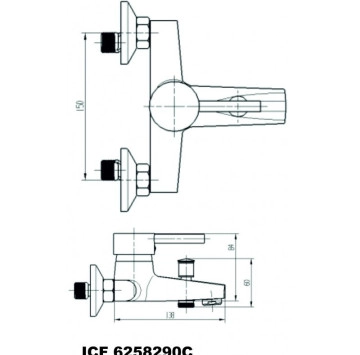 Смесител за вана/душ Кристи ICF6258290 хром ИНТЕР КЕРАМИК