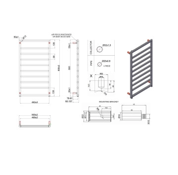 Лира за баня Design 7-900 NERO 50/h90см.черен мат KARAG