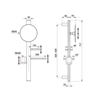 Окачване Alu+ 70см с огледало х3 ф20см черен IDEAL STANDARD