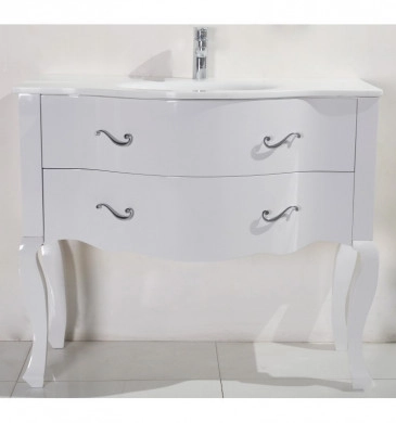 Комплект мебели за баня Интер 100см бял/черна мивка и огледало 87см. ICP 11093/11094BandW