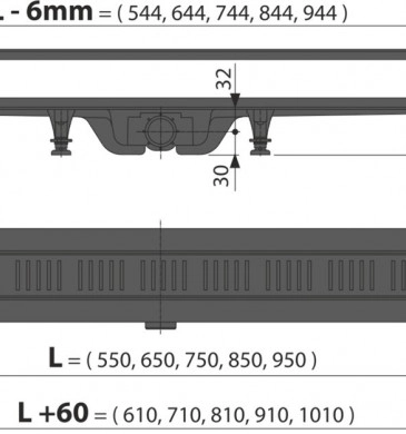 Подов линеен сифон Alcadrain APZ10/Black 550мм черен мат