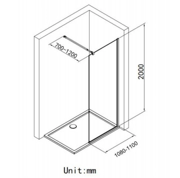 Параван Cristina 125TR-100см черен мат ИНТЕР КЕРАМИК